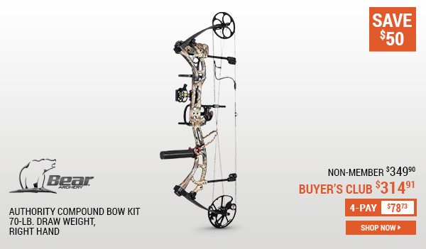 Bear Archery Authority Compound Bow Kit, 70-lb. Draw Weight, Right Hand