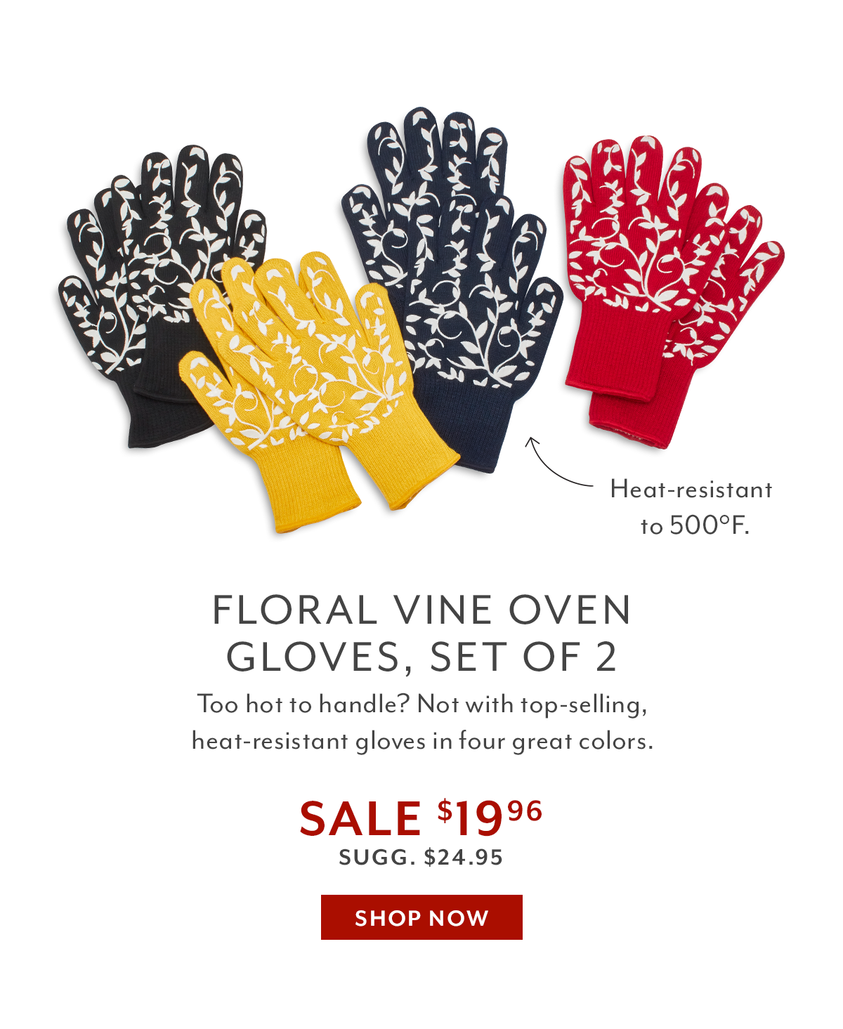 Floral Vine Oven Gloves, Set of 2