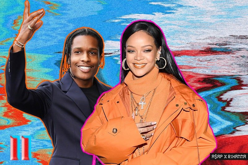 Image may contain: A$AP Rocky, Clothing, Apparel, Rihanna, Human, and Person