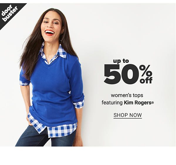 up to 50% off women's tops featuring Kim Rogers - Shop Now