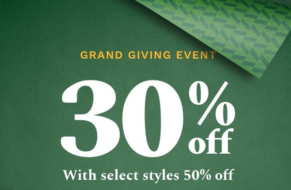 Grand Giving Event | 30% Off | With Select Styles 50% Off | Cole Haan