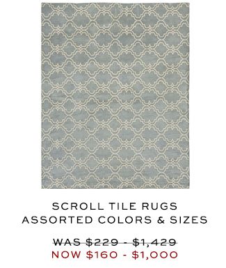 SCROLL TILE RUGS ASSORTED COLORS & SIZES