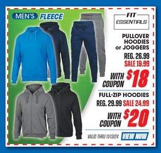 Fit Essentials Men's Fleece Pullover Hoodie or Joggers