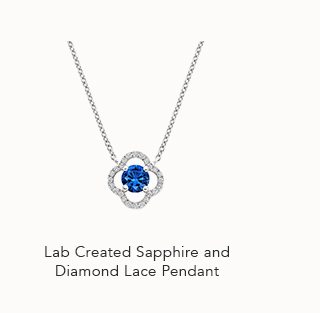 Lab Created Sapphire and Diamond Lace Pendant