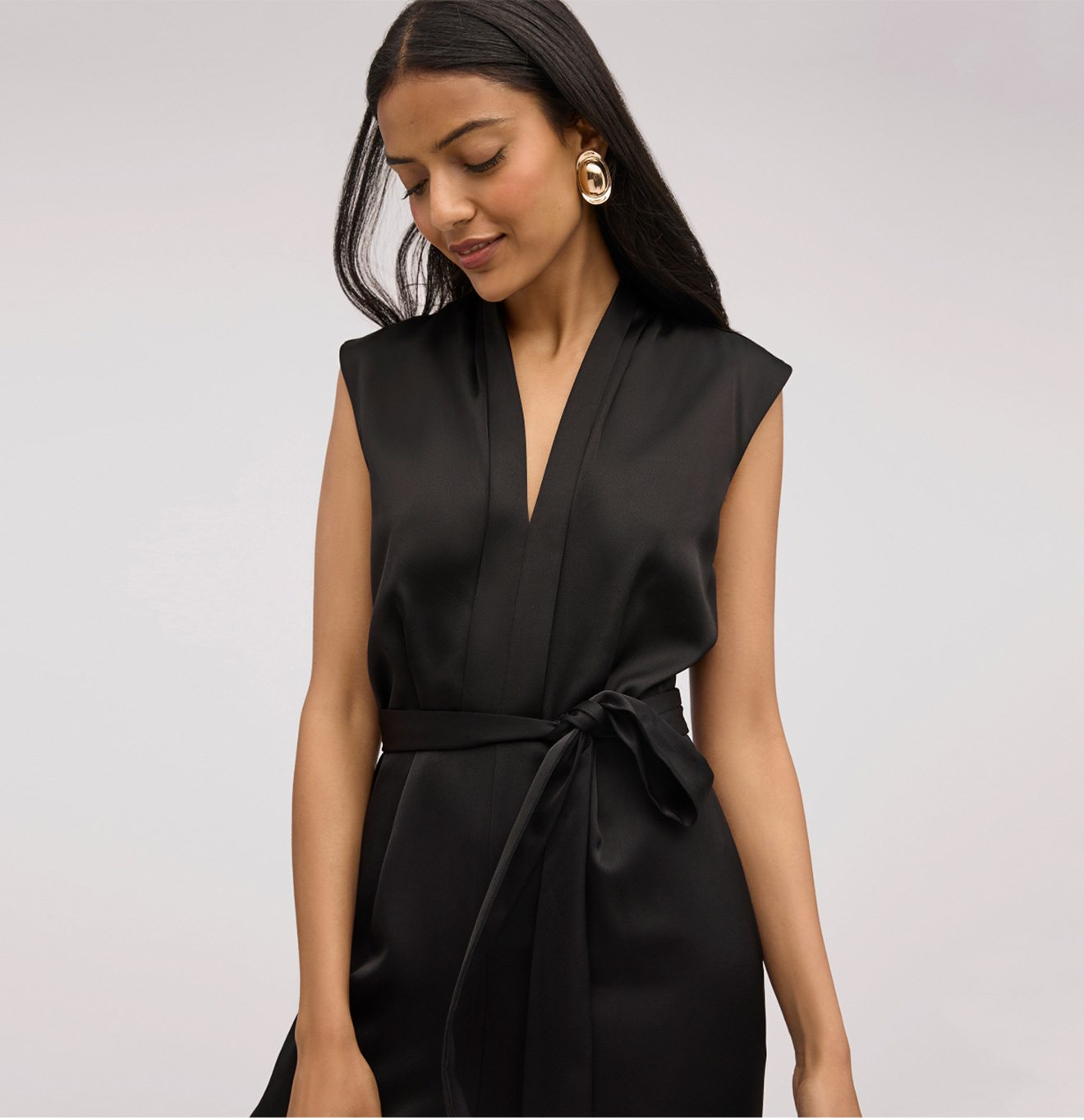 Deep V-Neck Jumpsuit (Black)