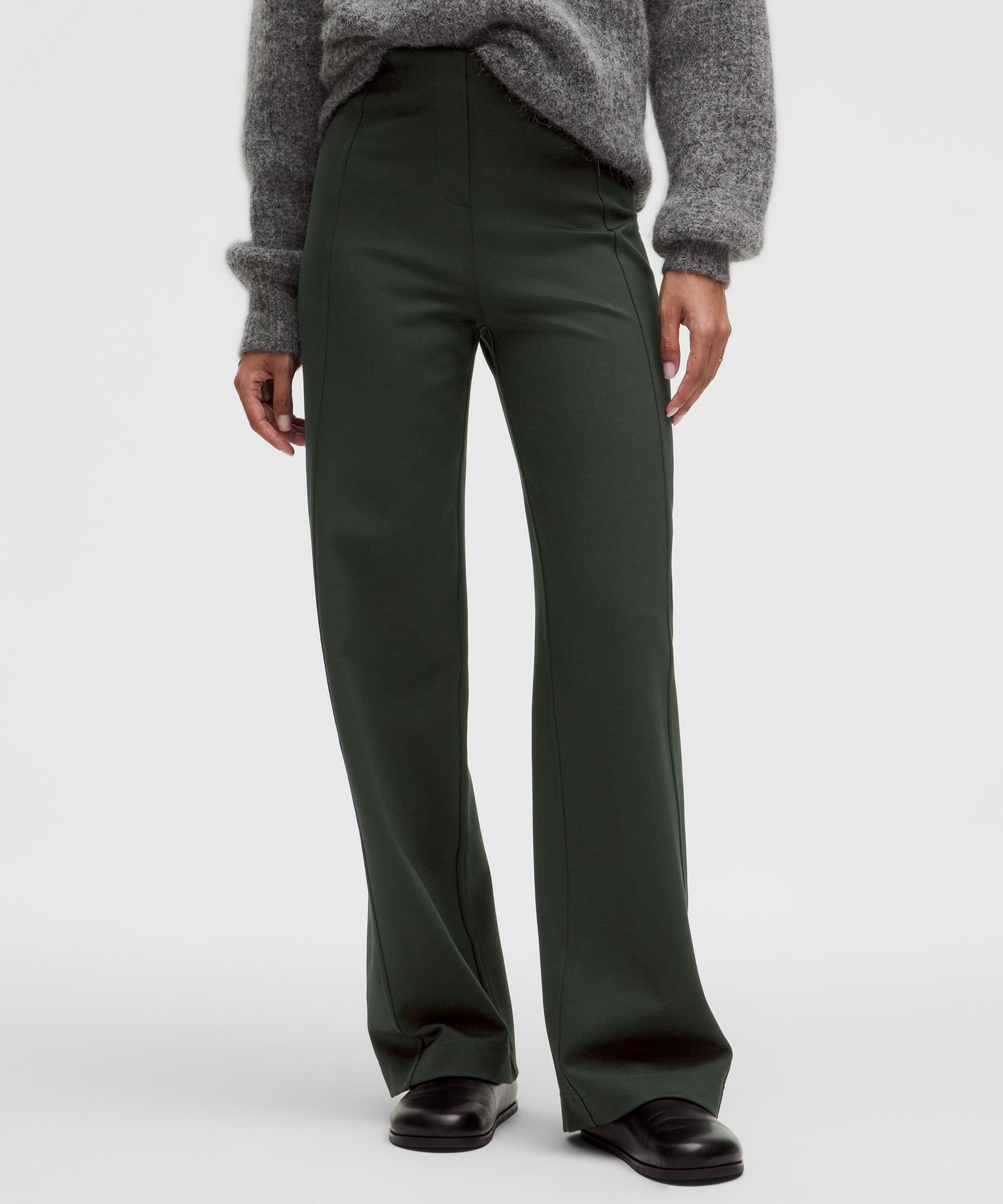 Stretch Knit Straight-Leg Pull-On Pant