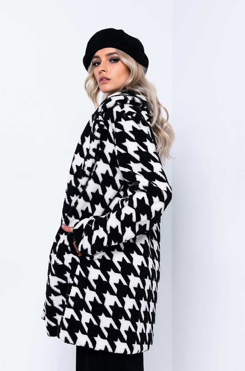NAOMI HOUNDSTOOTH TEDDY TRENCH
