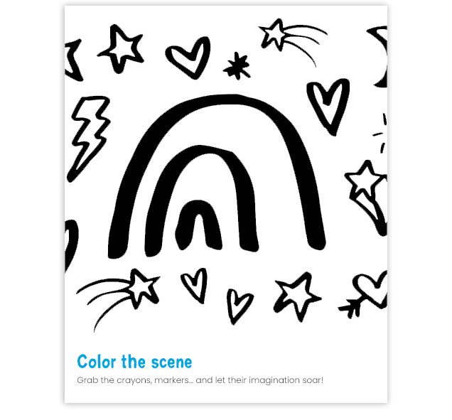 Color the scene | Grab the crayons, markers... and let their imagination soar!