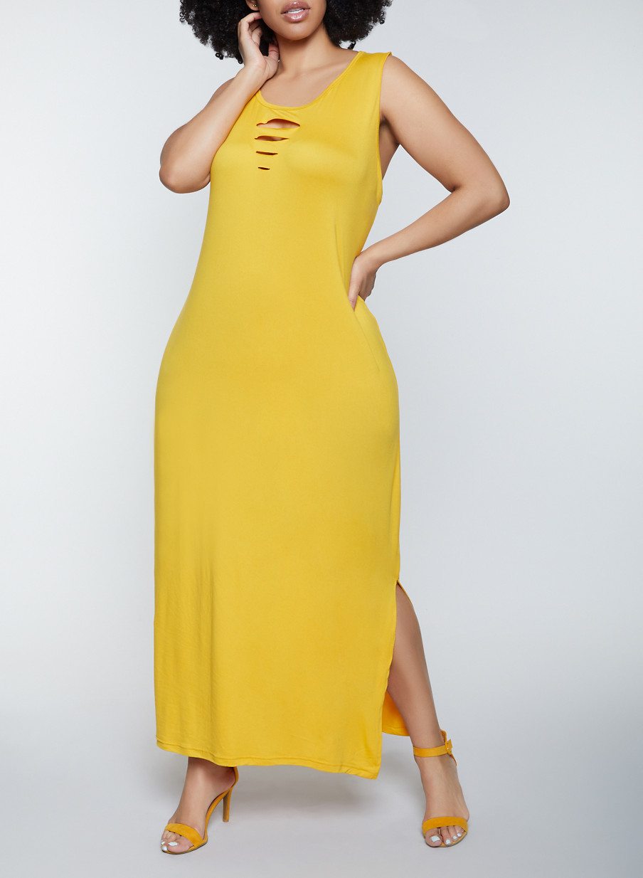 Plus Size Maxi Dress Slit Detail