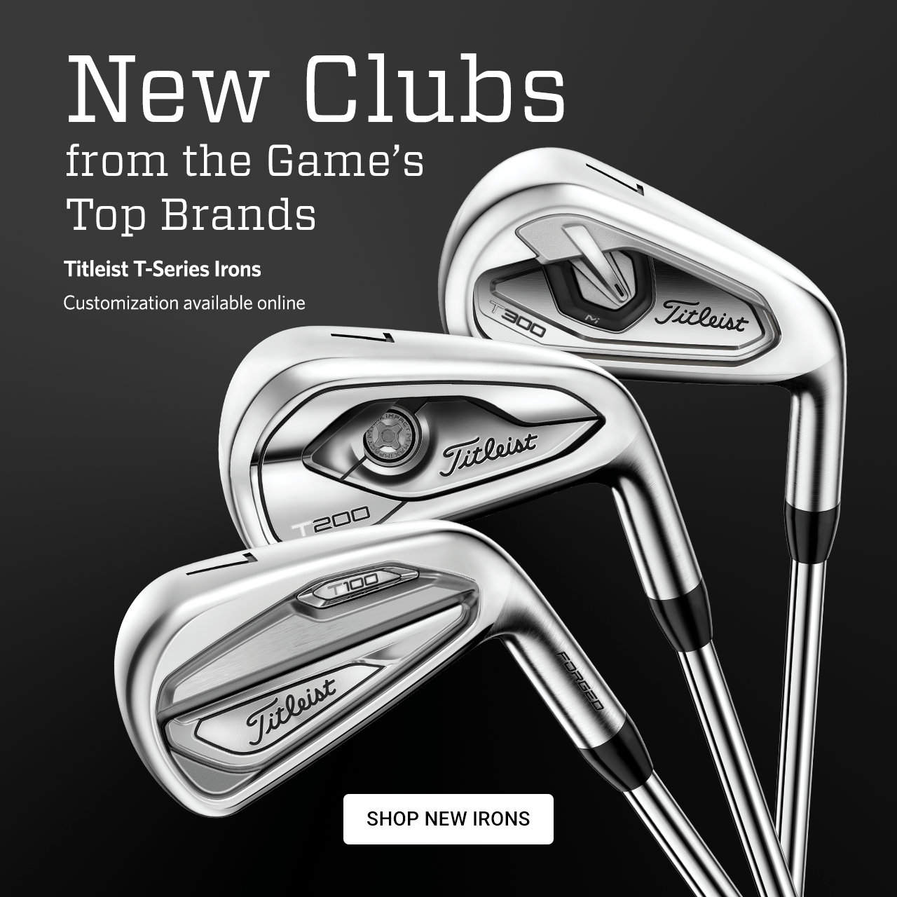 New Clubs From the Game's Top Brands. Titleist T-Series Irons. Customization available online. Shop New Irons.