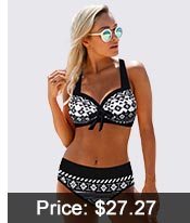 Bowknot Detail Halter Neck Tribal Print Bikini Set