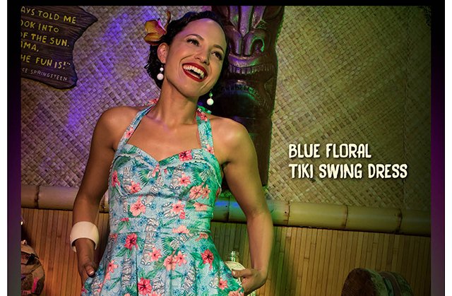 Blue Floral Tiki Swing Dress