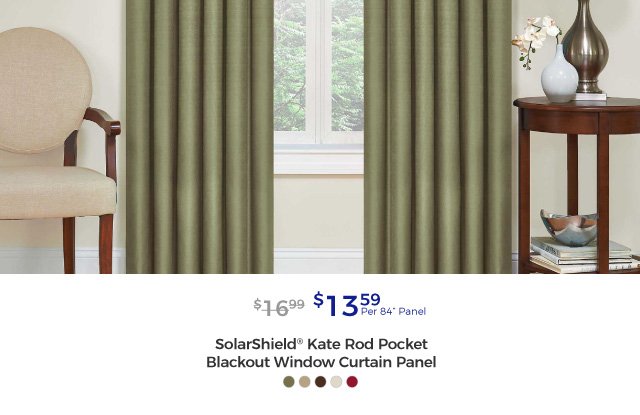 SolarShield® Kate Rod Pocket Blackout Window Curtain Panel | $13.59 per 84” Panel