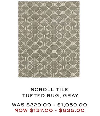 SCROLL TILE TUFTED RUG, GRAY