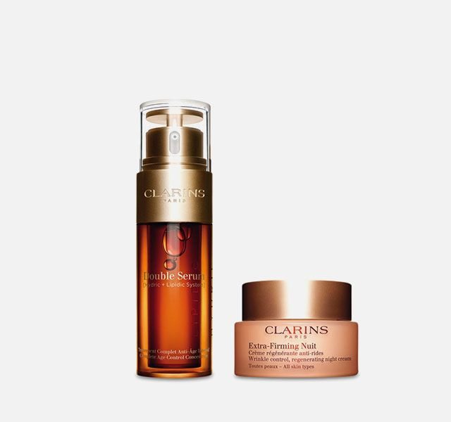 Clarins Double Serum & Extra-Firming Night Cream Bundle with Gift