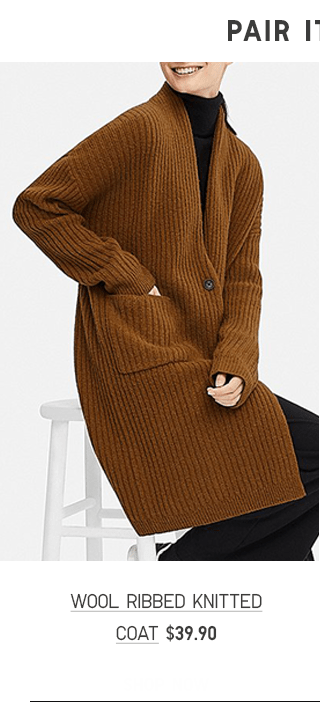 WOOL RIBBED KNITTED COAT $39.90