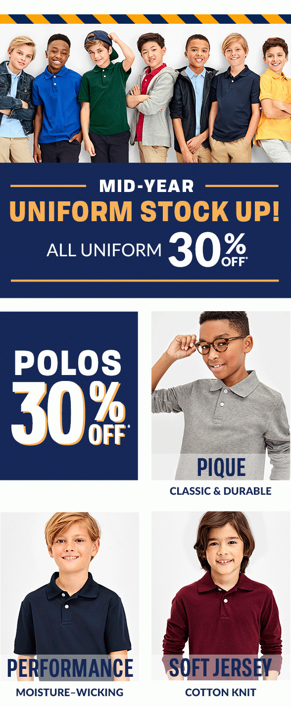 30% Off All Uniform/Polos