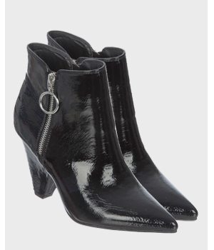 Womens Black Patent Ankle Boots