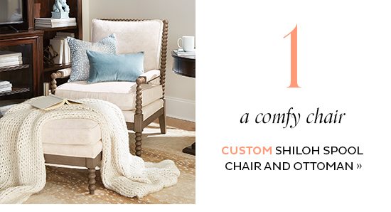 Custom Shiloh Spool Chair & Ottoman