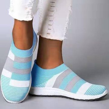 Knit Elastic Flat Sneakers
