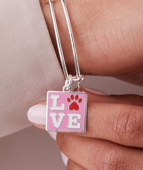 Stamp of Love Paw Charm Bangle Bracelet