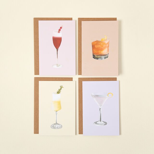 Cocktail Recipe Greeting Cards - Set of 4