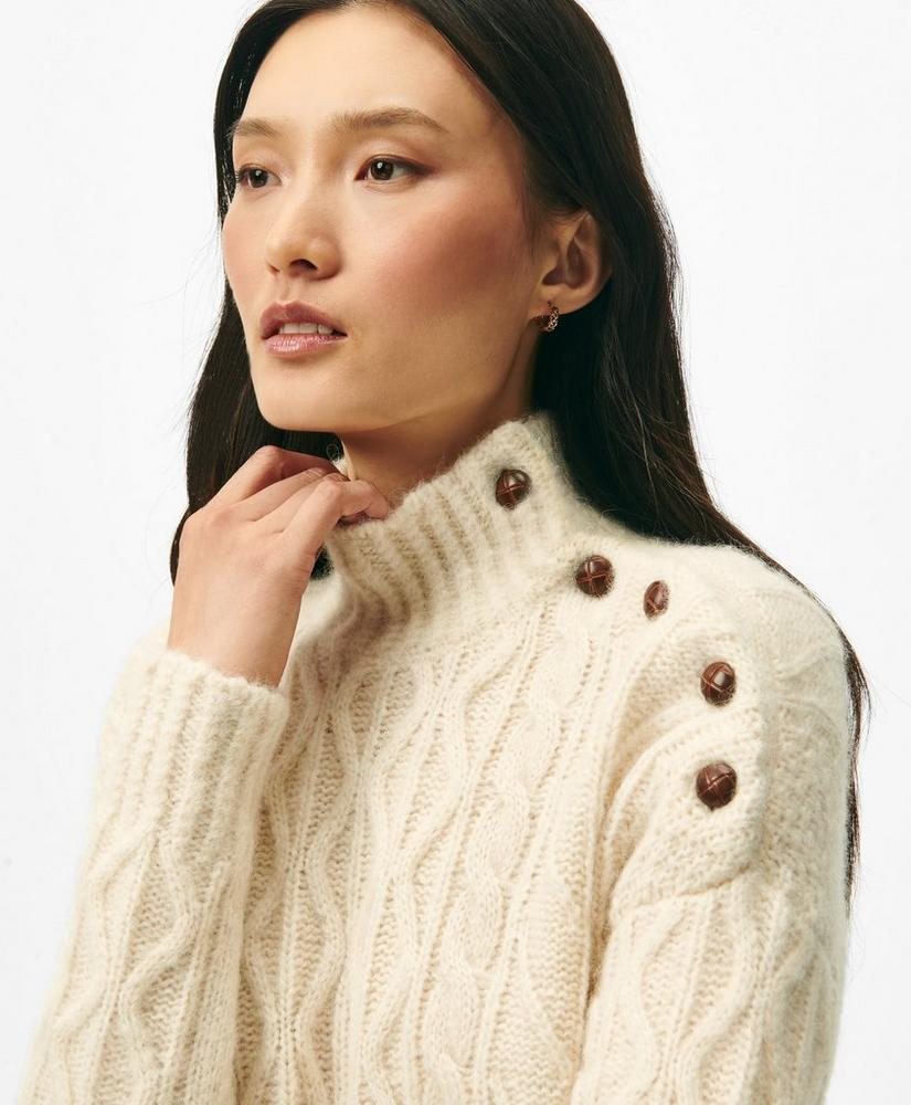 Funnel Neck Aran Sweater in Llama Blend