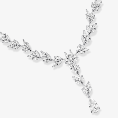 Lab-Created White Sapphire Lariat Necklace Sterling Silver 17.5''