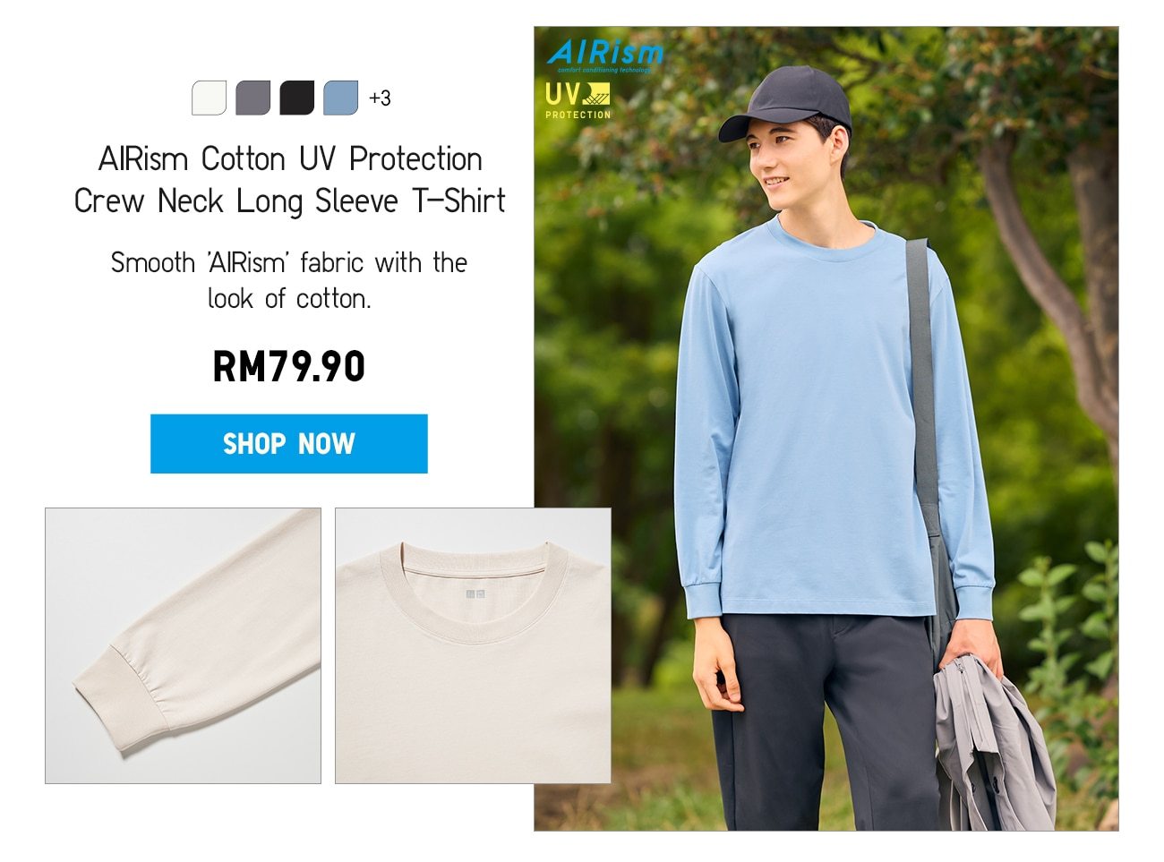 AIRism Cotton UV Protection Crew Neck Long Sleeve T-Shirt