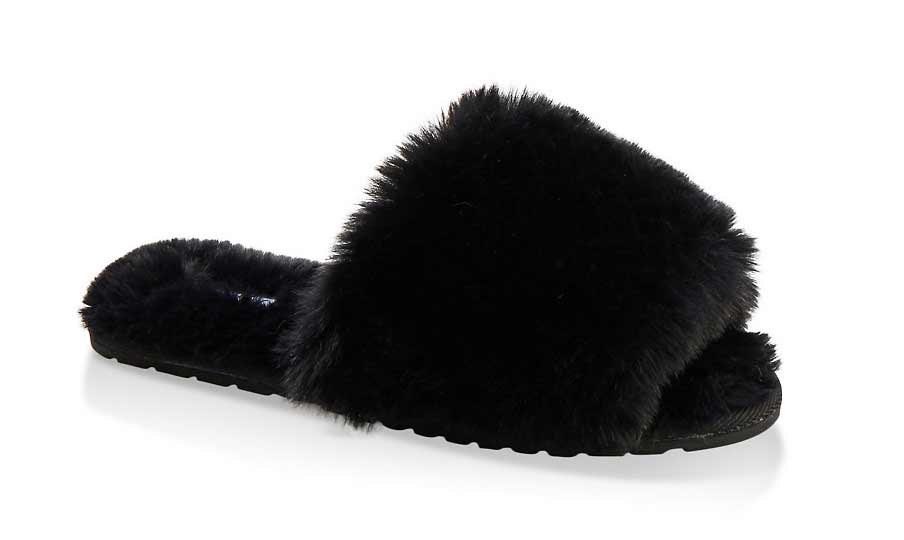 One Band Faux Fur Slide Sandals