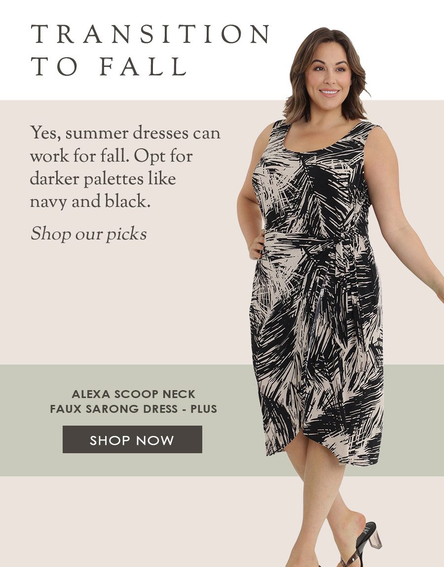 Alexa Scoop Neck Faux Sarong Dress - Plus 