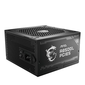 MSI MAG A850GL PCIE5 850 Watt 80 Plus Gold ATX Fully Modular Power Supply