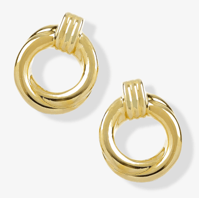 Hollow Open Circle Earrings 14K Yellow Gold