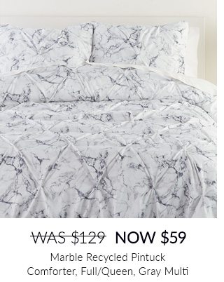 MARBLE RECYCLED PINTUCK COMFORTER, FULL/QUEEN, GRAY MULTI