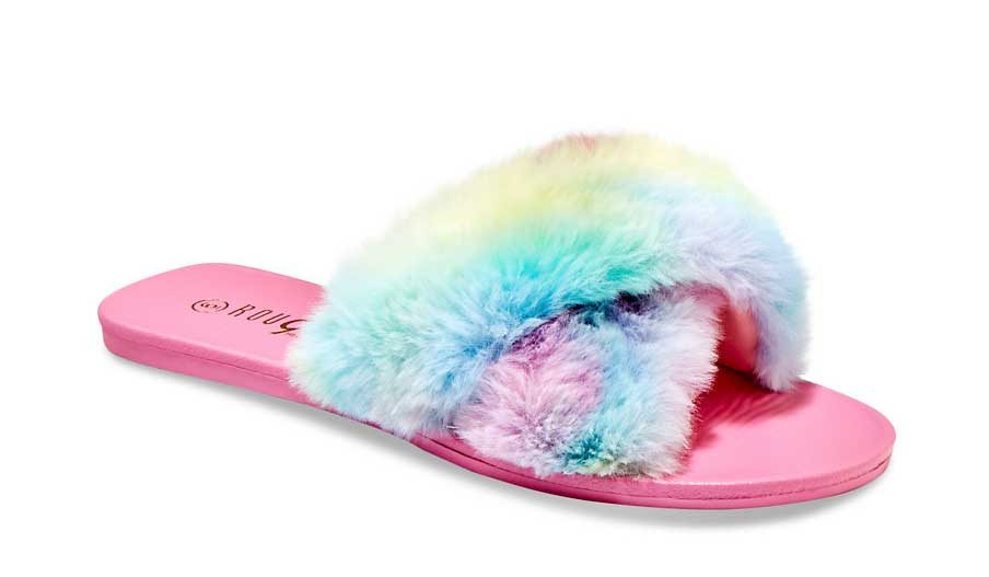 Faux Fur Criss Cross Slide Sandals