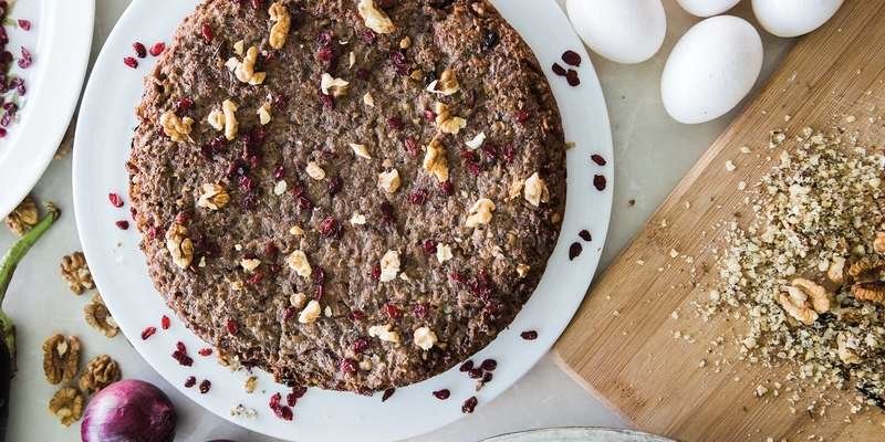 eggplant and walnut frittata (badimjan kükü)