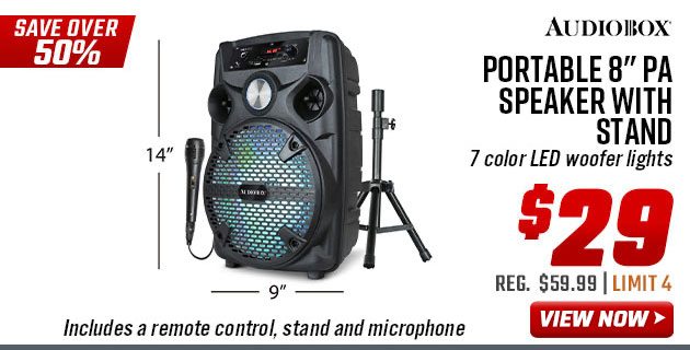 Audiobox Portable 8'' PA Speaker with Stand