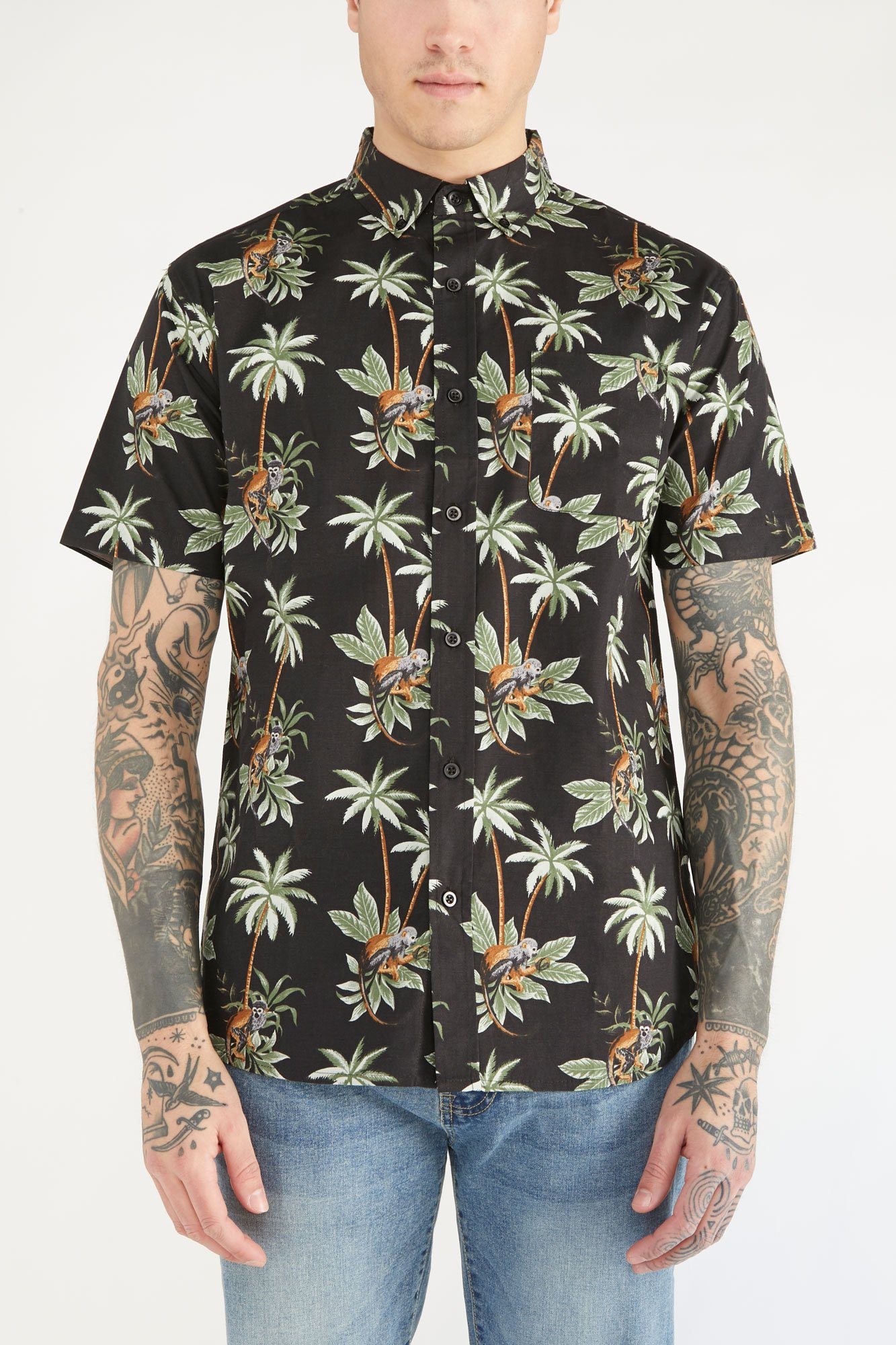 Image of Mens Allover Palms Button-Up