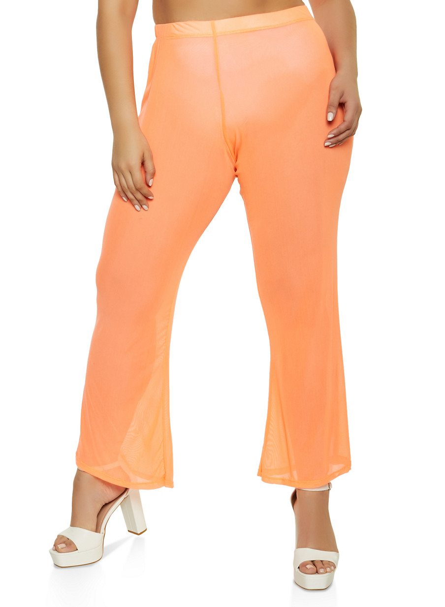 Plus Size Flared Mesh Pants