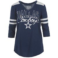 Dallas Cowboys Women's Navy Mila 3/4-Sleeve V-Neck T-Shirt