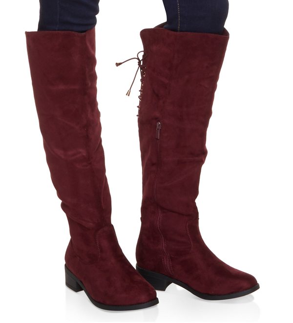 Lace Up Back Over the Knee Boots