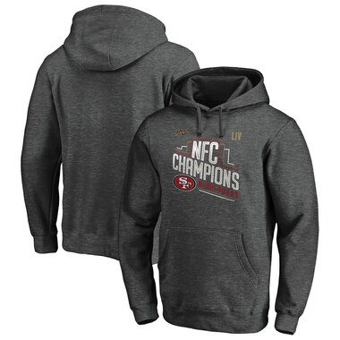 NFL Pro Line by Fanatics Branded San Francisco 49ers Heather Charcoal 2019 NFC Champions Trophy Collection Locker Room Pullover Hoodie