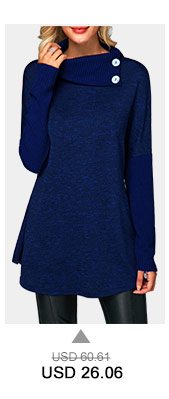 Long Sleeve Button Detail Royal Blue Tunic T Shirt