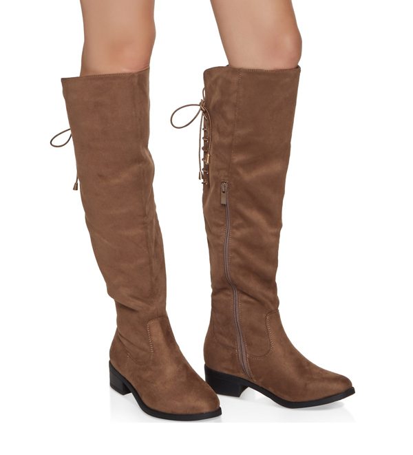 Knee High Lace Up Back Boots