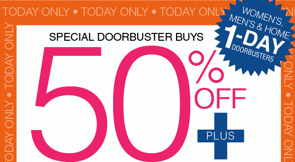 50% OFF doorbusters plus FREE SHIPPING