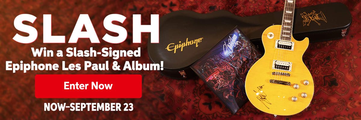 Win a Slash-Signed Epiphone Les Paul & Album! Enter Now. Now - September 23.