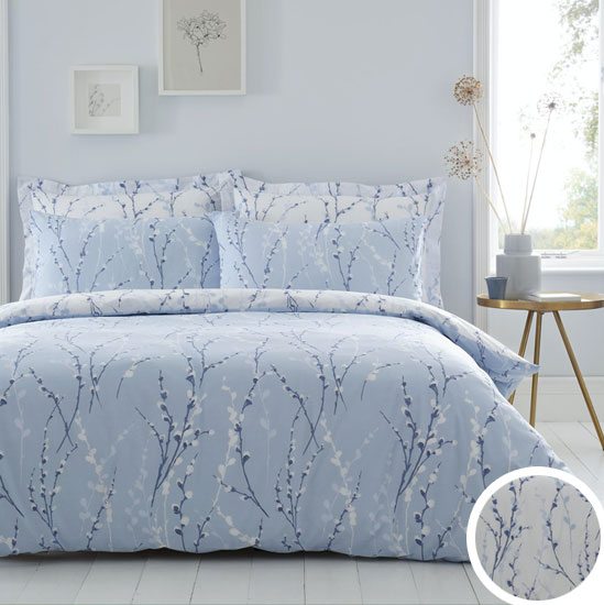 Belle Blue Floral Reversible Duvet Cover Set