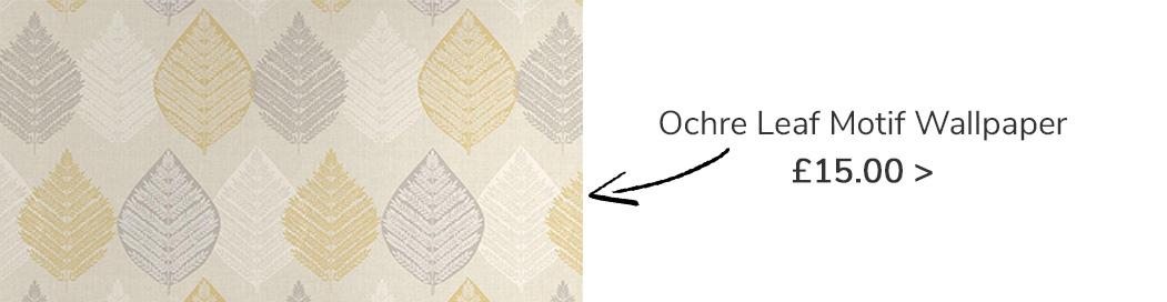 Ochre Leaf Motif Wallpaper