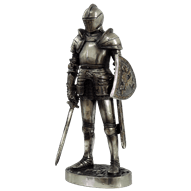 Medieval Knight with Sword and Shield Statue