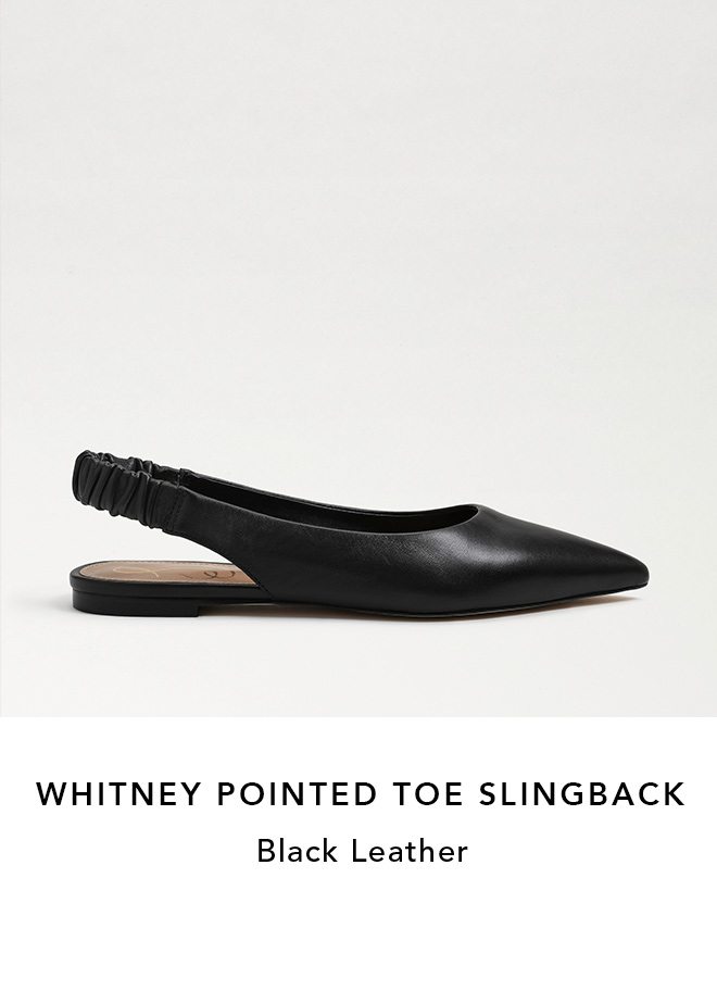 Whitney Pointed Toe Slingback - Black Leather 